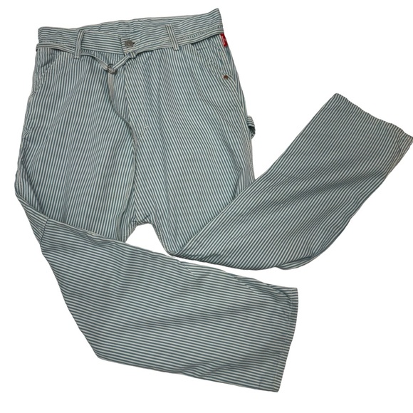Denimist Carpenter Drop Pants 100% Cotton Blue Stripe Size 25 - Picture 7 of 12